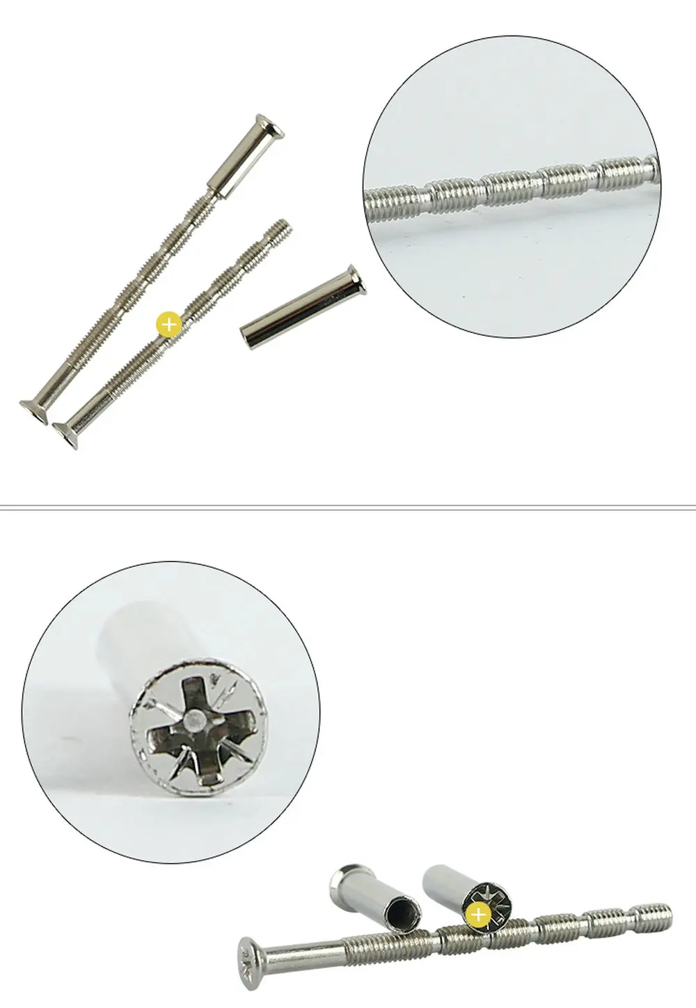 Bộ 50 Snap-Off Cuttable Khóa Núm Vặn Tay Cầm Đồ Nội Thất M4 * 60/80/100MM Vít Chống trộm