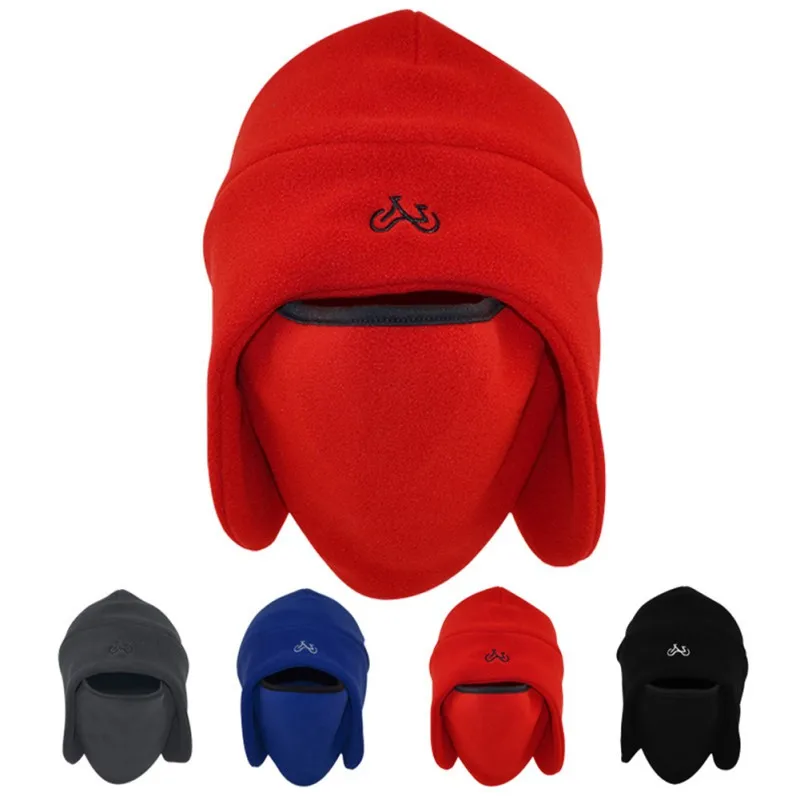 Hiking Camping Thermal Fleece Hat Hooded Neck Warmer Winter Sports Face Mask for Men Bike Helmet Beanies Masked cap