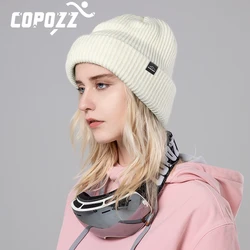 COPOZZ Winter Ski Knit Cap Gender Solid Color Wool Warm Casual Hedging Cap Ski Beanies Caps  for Men Women