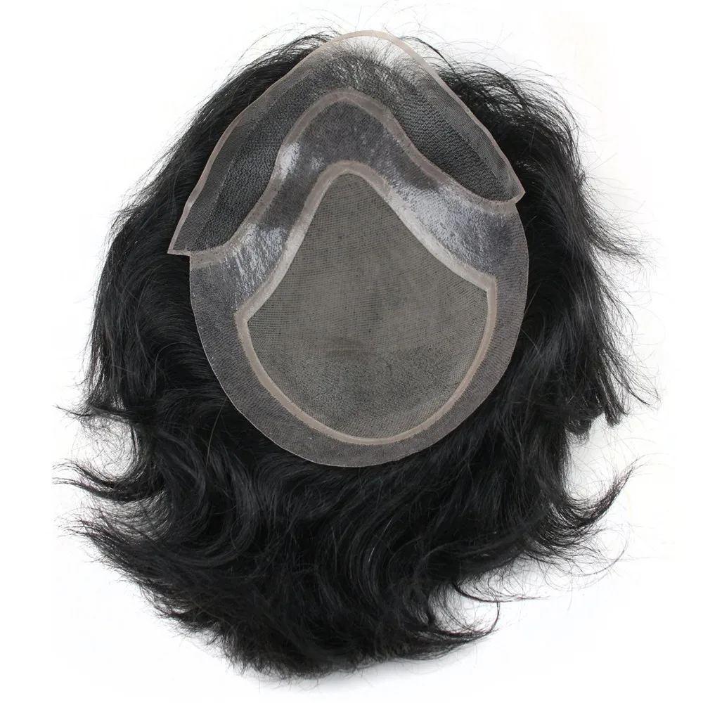 eseewigs-男性用の耐久性のあるかつらトーピー人間の髪の毛超薄型交換用レミーヘアシステム