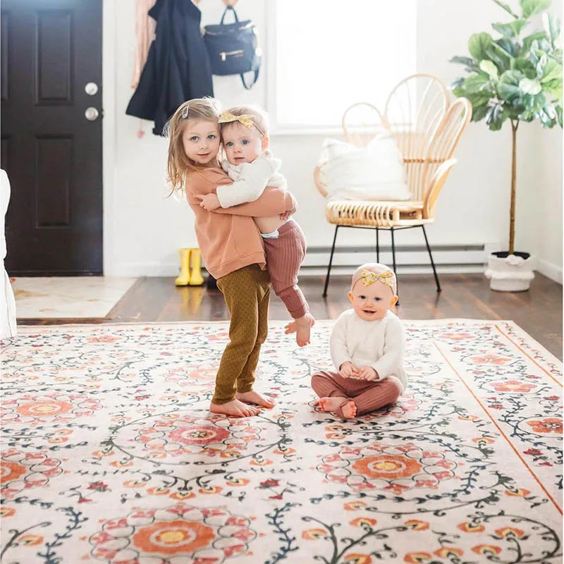 Simple Europe Living Room Carpet Flower Soft Rug American Bedroom Carpet Kid Room Play Crawling Mat Modern Tatami Study Rug