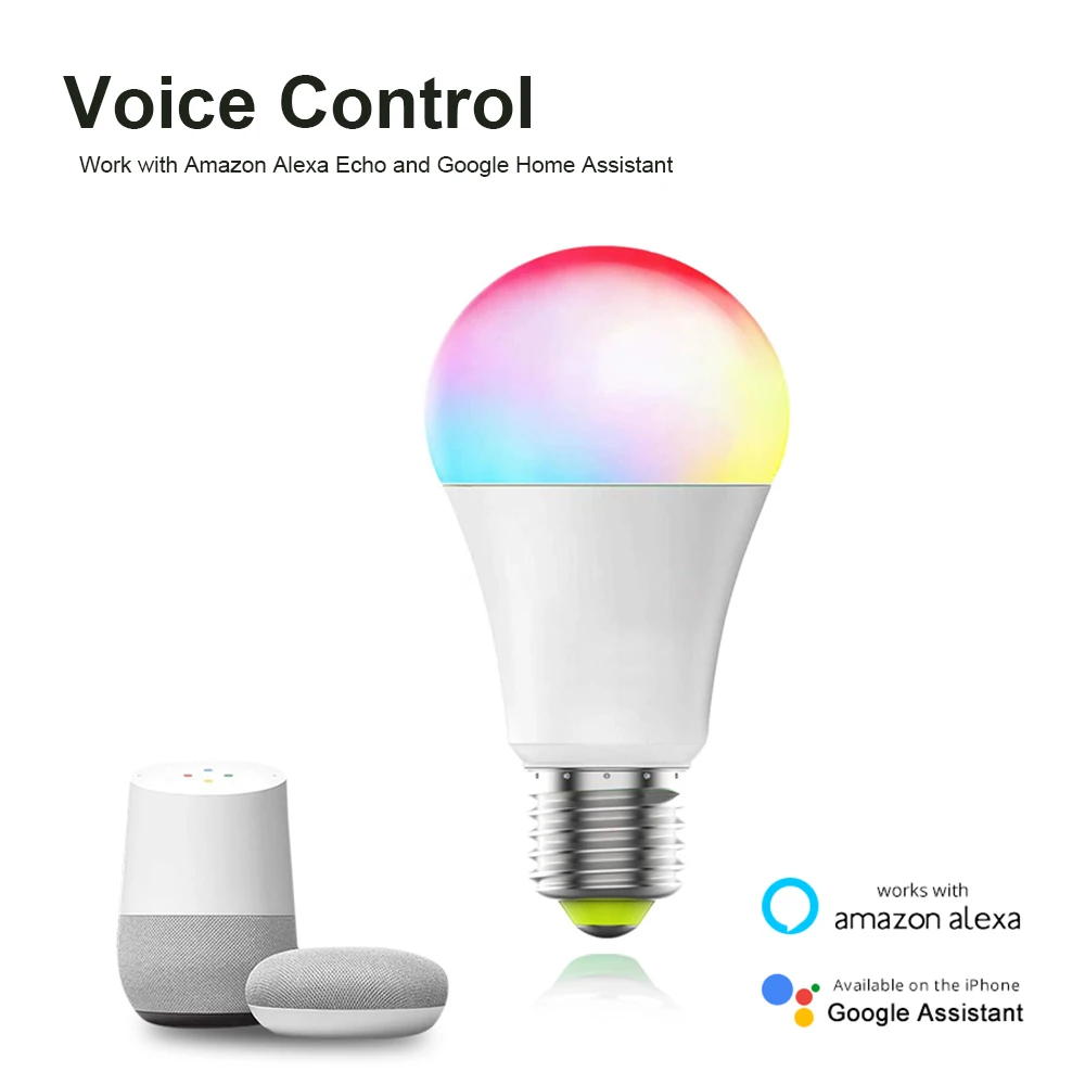 AVATTO Tuya 12W 15W WiFi Smart Light Bulb, E27 RGB LED Lamp Dimmable with Smart Life APP, Voice Control for Google Home, Alexa