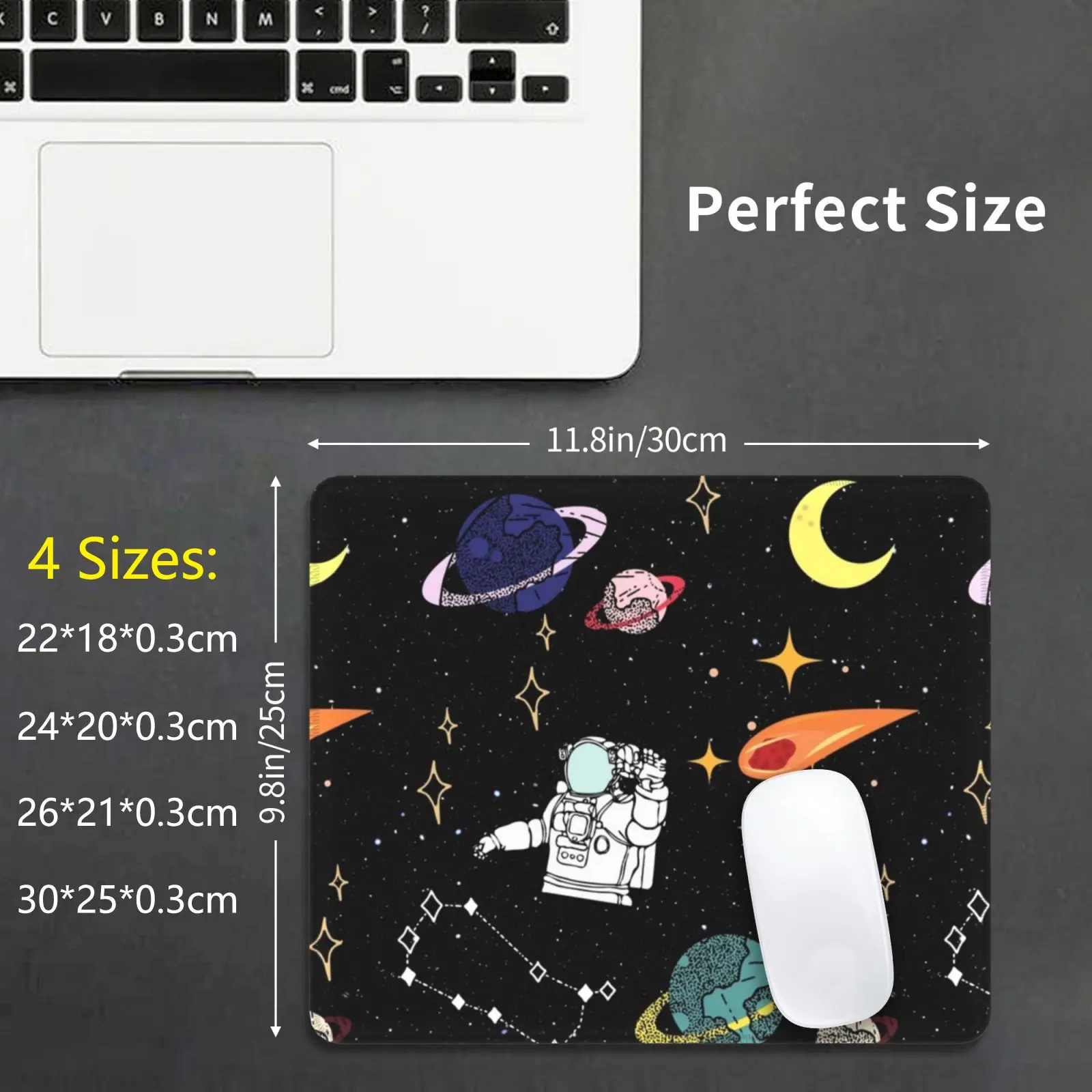 Space Pattern Mouse Pad DIY Print Space Pattern Planets Quarantine Yellow Pink Elon Musk Outer Space