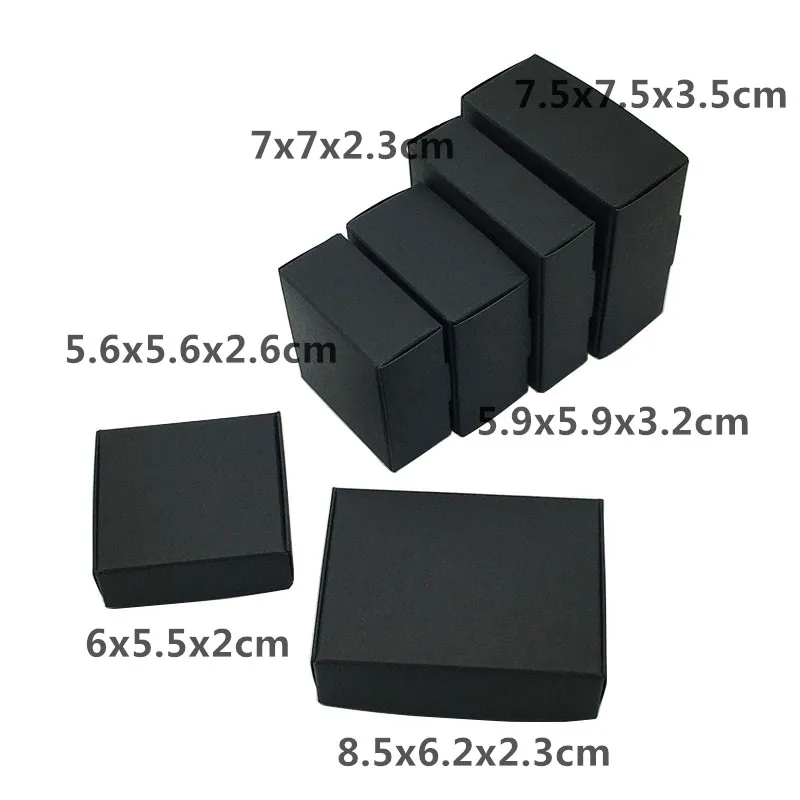 50Pcs Black Cardboard Packaging Aircraft Boxes Jewelry Boxes Gift Box Black Handmade Soap Packaging Boxes