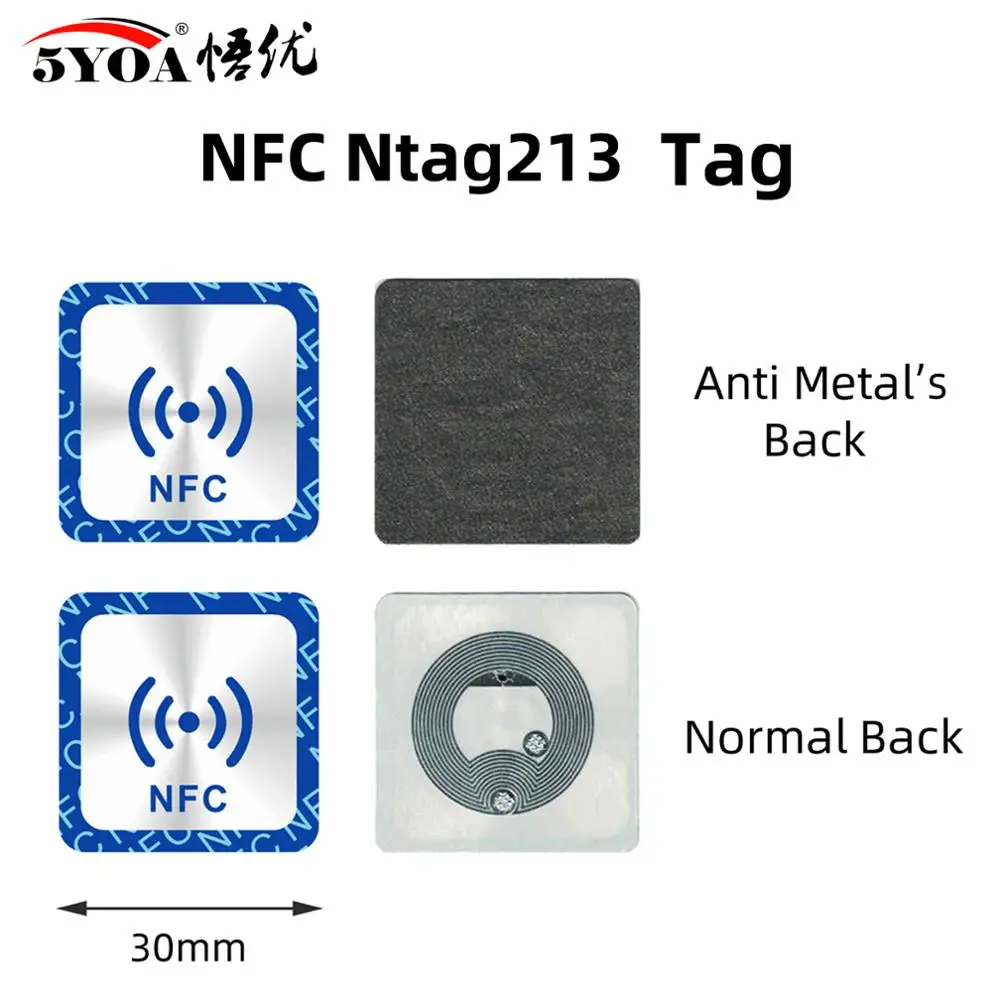 6pcs/lot NFC Tags Stickers NFC213 Anti Metal RFID Metallic adhesive label sticker Universal Lable NFC213 Tag for all NFC Phones