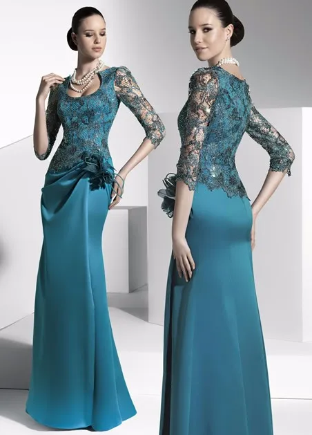 Elegant Mother Of The Bride Dresses Mermaid Half Sleeves Lace Flowers Plus Size Groom Long Mother Dresses For Wedding Customized