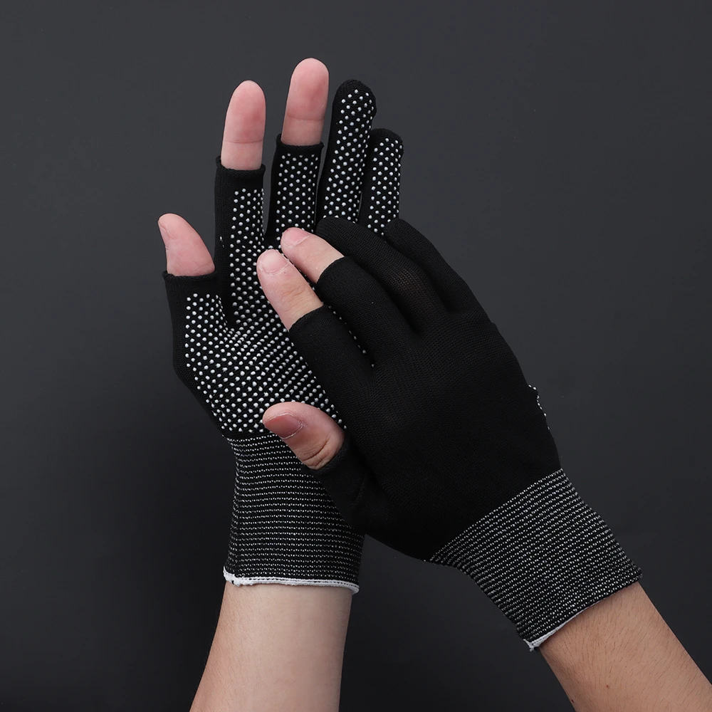 1Pair Anti-Slip Fishing Gloves Open/Half Fingers Driving Mittens Gym Biking Men/Women Ice Cool Breathable Sunscreen Gloves