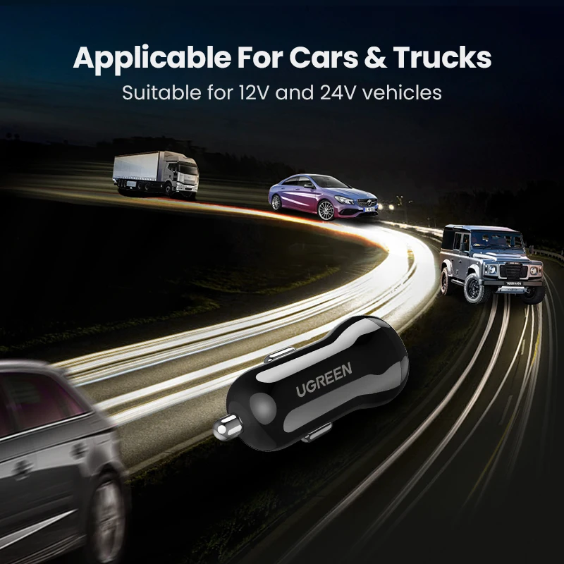 UGREEN Sạc Xe Hơi 5V4.8A Mini Sạc Xe Hơi Cho Điện Thoại Di Động Sạc Dual USB Car Adapter Sạc Điện Thoại Trên Xe Ô Tô