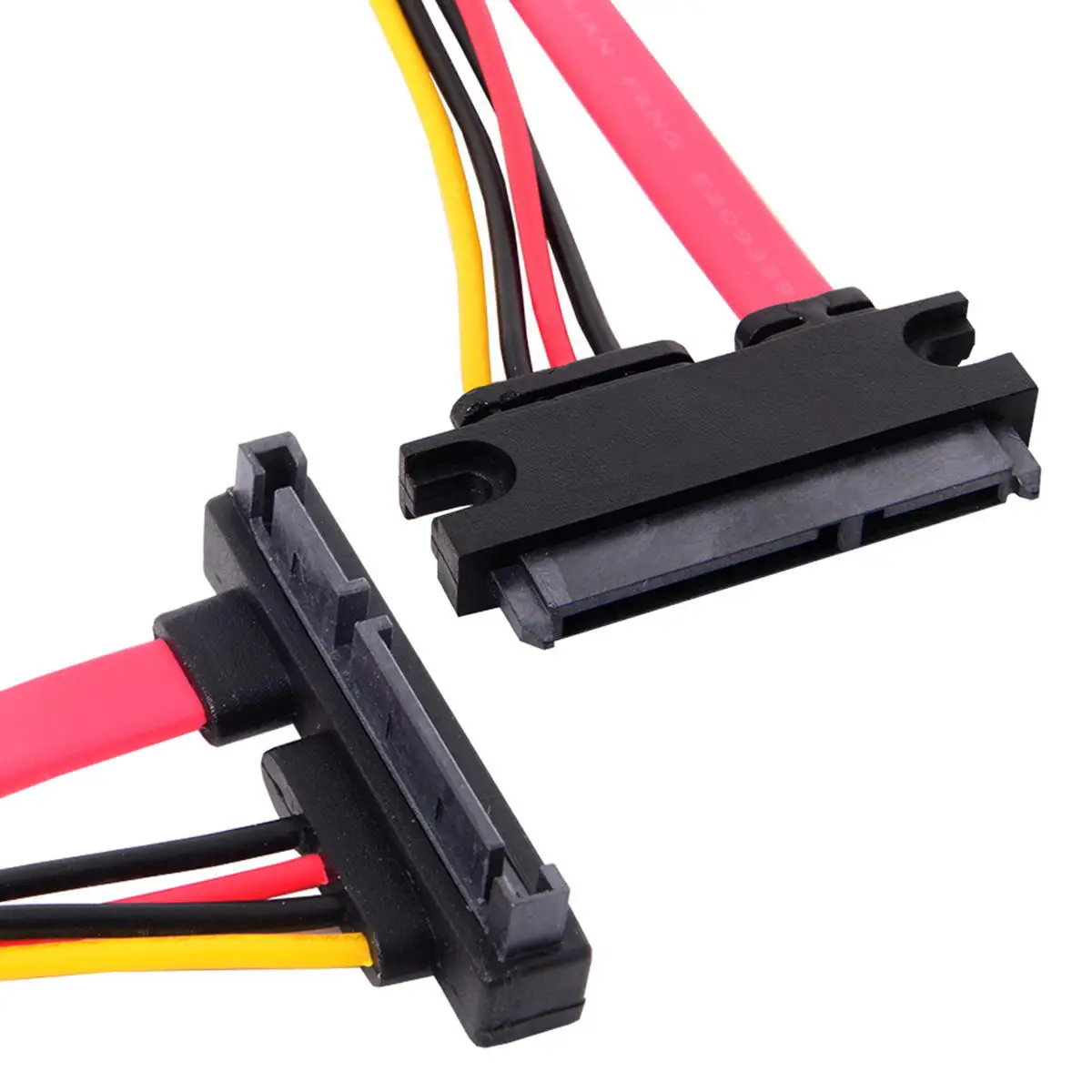 Cablecc Male Up Angled  to Female SATA III 3.0 7+15 22 Pin SATA Data Power Extension Cable 30cm