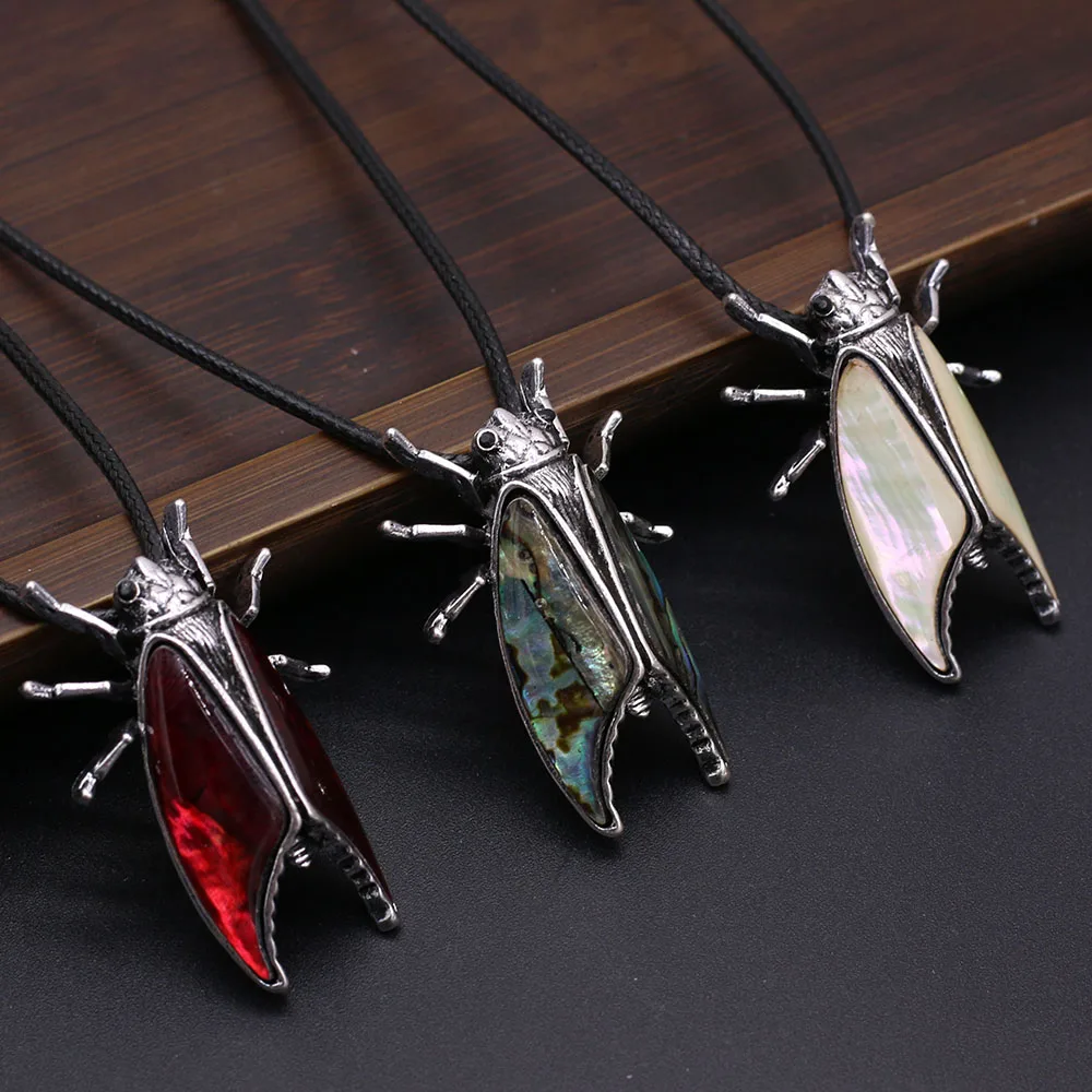 Natural Shell Necklace Pendant Insect Shape 28x40mm for DIY Jewelry Making Necklace Bracelet Home Decoration Gift