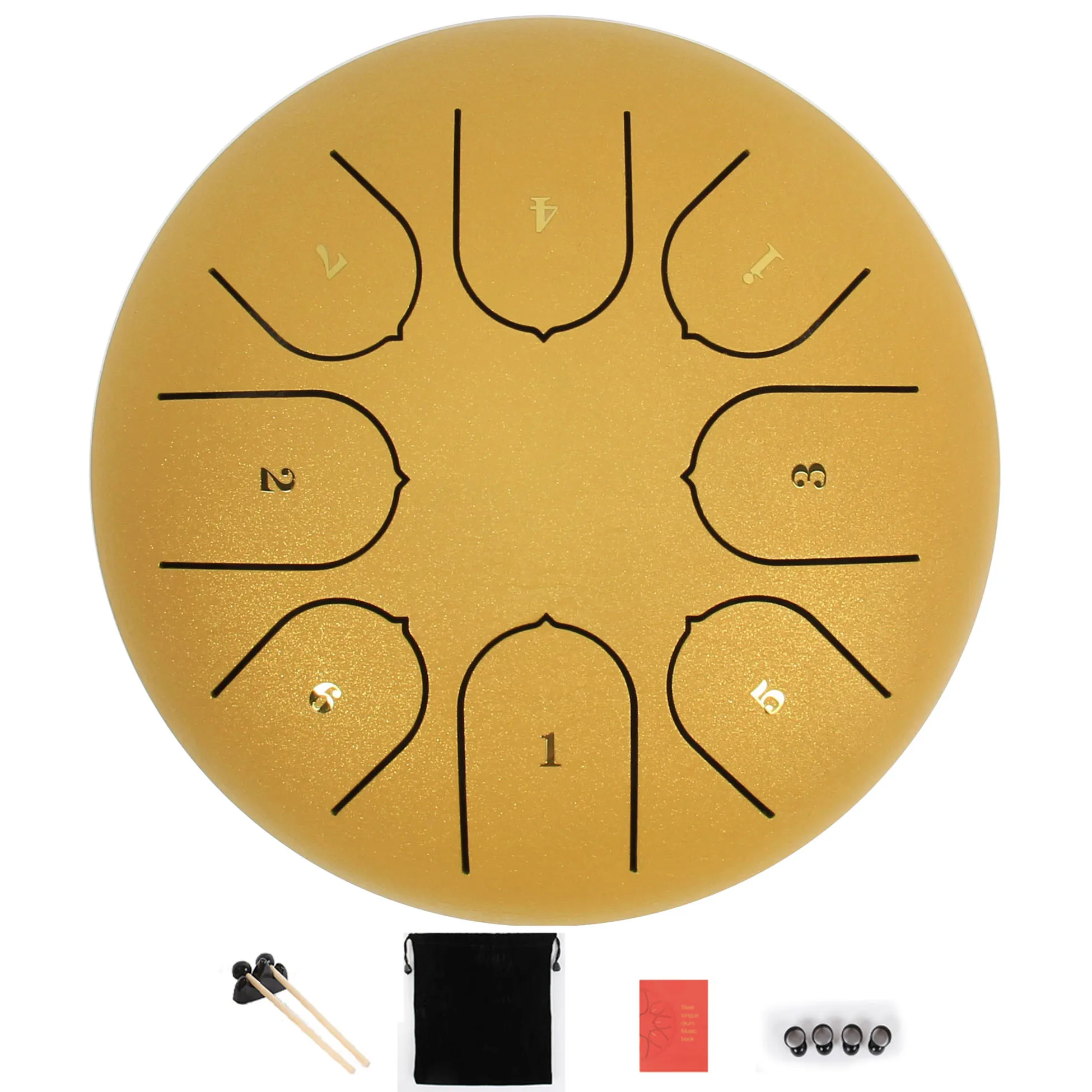 6 Inch Mini Drum 8 Tone Steel Tongue Drum Percussion Instrument With Drumsticks Finger Cots C Key Meditation Drum Hand Pan 