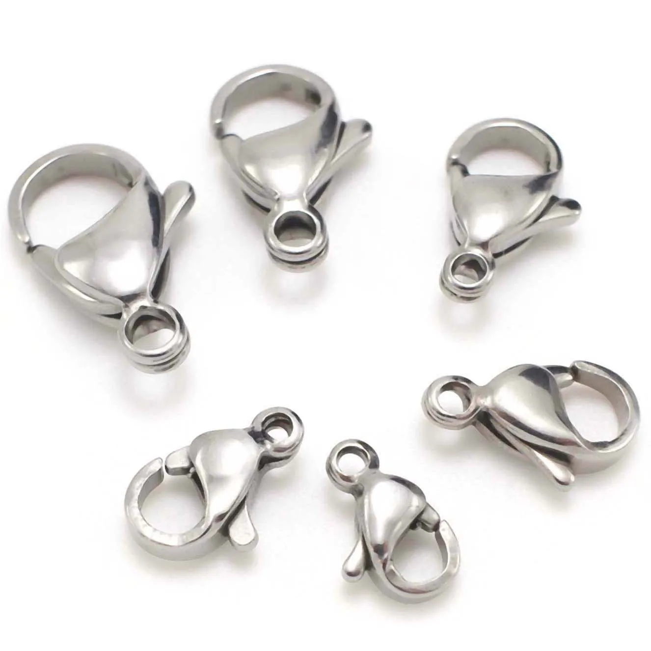 100PCS/50PCS Stainless Steel Lobster Claw Clasps 9mm 10mm 11mm 12mm 13mm 15mm 17mm 19mm for Necklace Bracelet Jewelry