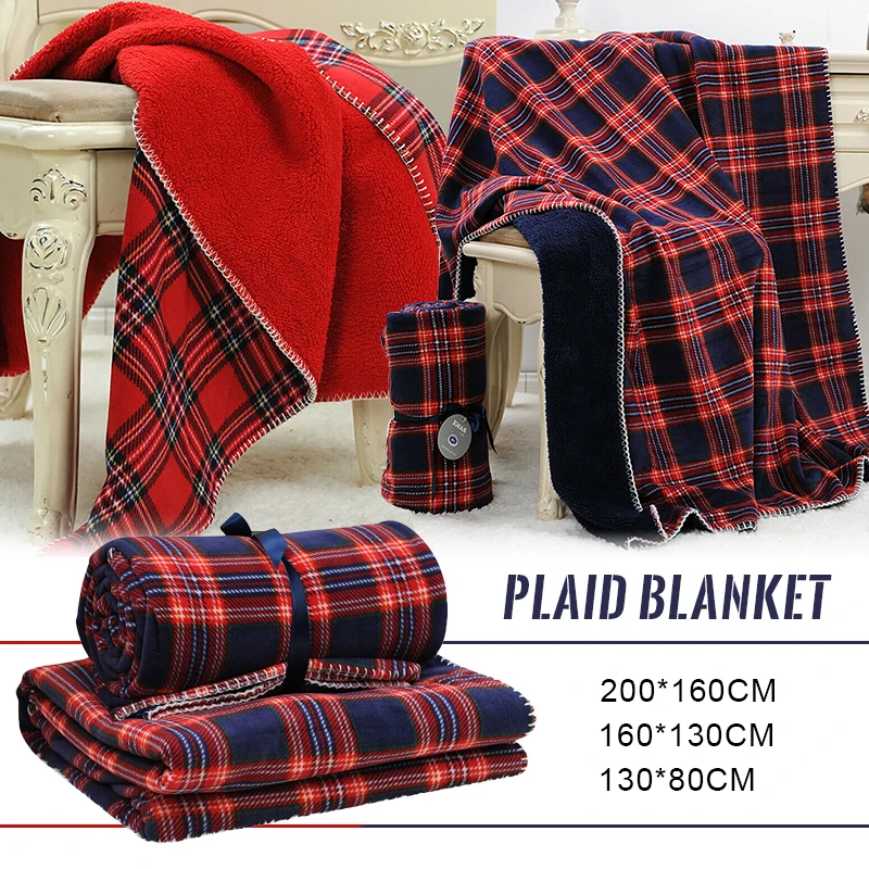 Warm Flannel Fleece Blanket For Bed Super Soft Velvet Plaid Pattern Blanket Travel Nap Sofa Throw Blankets Xmas Dcoration