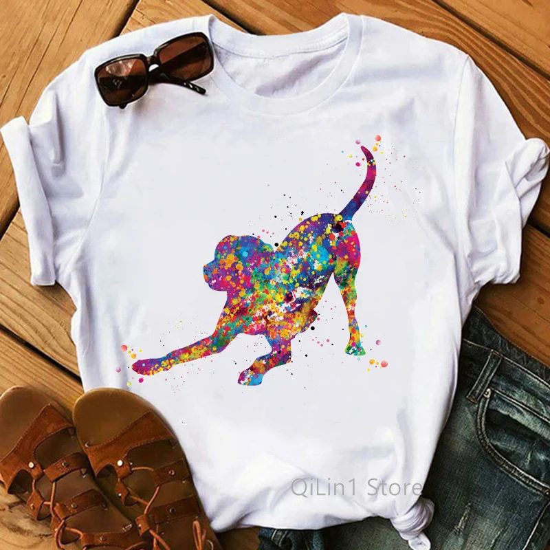 

Watercolor Dalmatian/Dachshund/Labredor/Chihuahua Dog Animal Print T-Shirt Women'S Clothing Funny Tshirt Femme Dog Love T Shirt