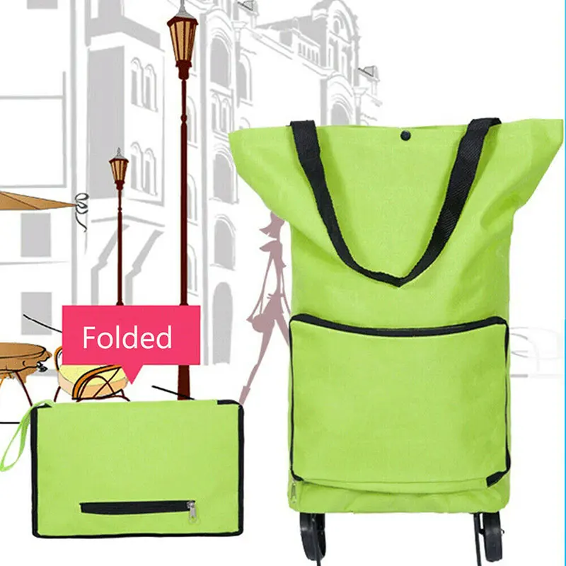 Newly Portable Wheeled Bag High Capacity Supermarket Folding Shopping Bag Trolley Cart Handle Bag