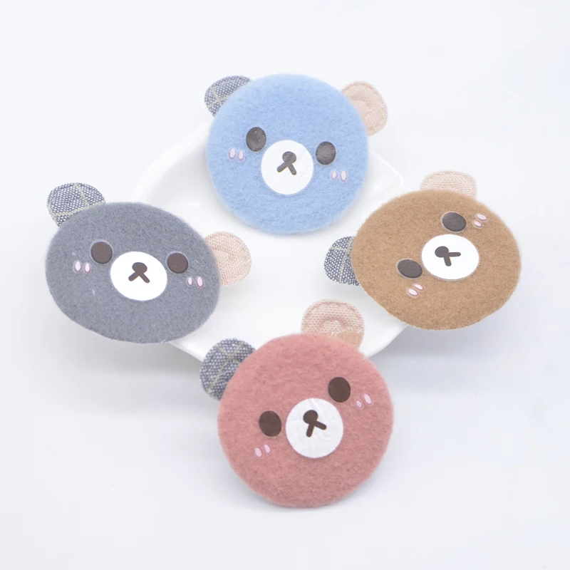 8Pcs 40mm Padded Stamping Kawaii Bear Head Appliques for Clothes Hat Leggings Sewing Supplies DIY Hair Clips Decor Accessories