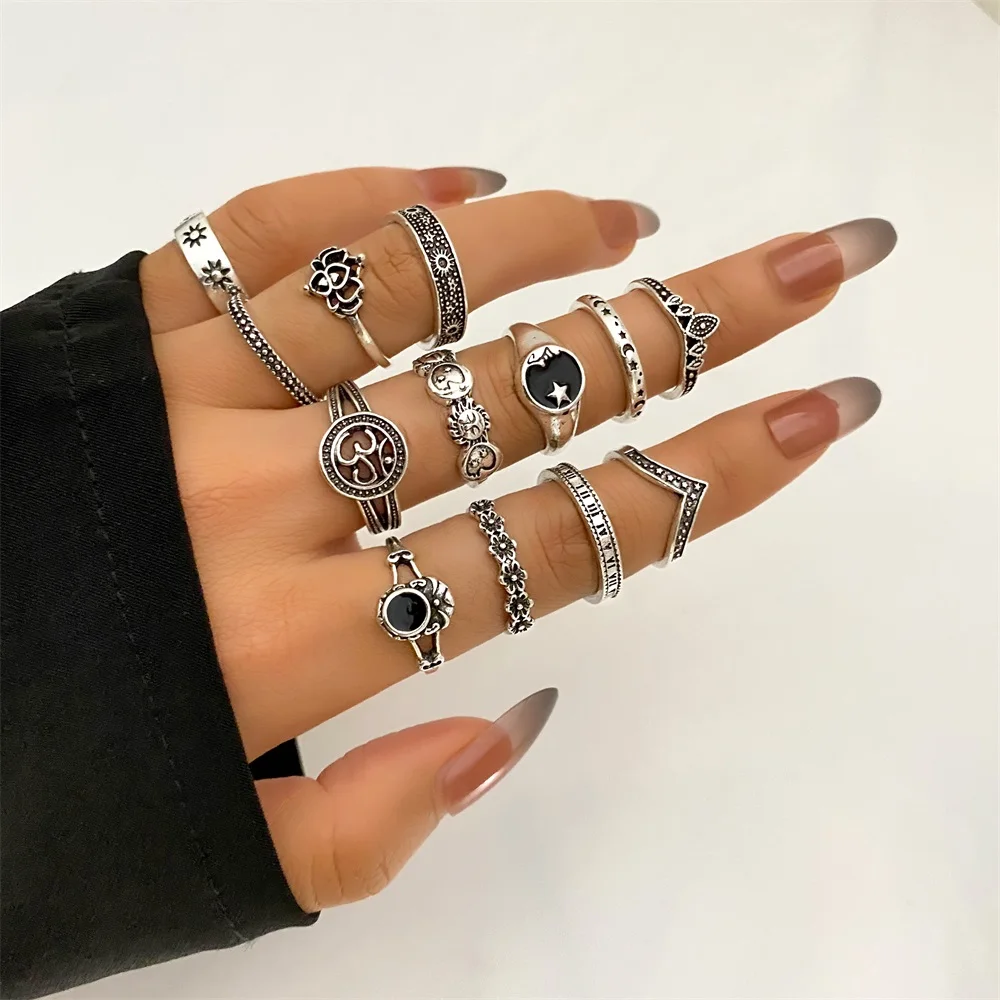 FNIO Vintage Trendy Boho Midi Knuckle Ring Set For Women Geometric Finger Rings Fashion Bohemian Jewelry