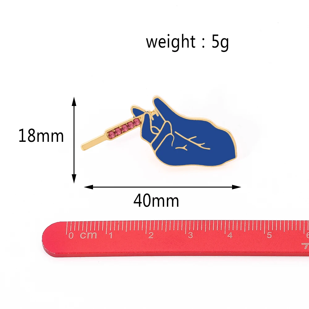 Syringe Enamel Pin New Arrival Medical Blue Gloves Pink Crystal Badge Lapel Brooch Pins Jewelry Doctors Nurses Gift For Friends