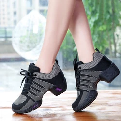 Latin Dance Shoes Woman Adult Breathable Social Dancing Jazz Women Shoes Soft Bottom Ribbon Sneakers Female