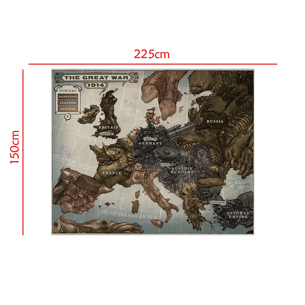 150x100cm mapa europy w 1914 r. włóknina na płótnie malarstwo Retro Wall Art plakat biuro wystrój domu przybory szkolne