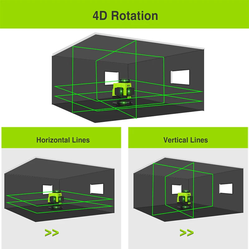 CLUBIONA IE16 Professional 4D Green Beam Laser Level 16 Lines Cross-Line With Remote Control 5000mah Battery 1.5m Tripod Tools