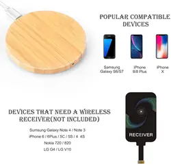Wood Wireless Charger Bamboo 15W 10W Fast Charging Pad for iPhone 15 14 13 12 mini 11 Pro Max Samsung Galaxy AirPods Pro 2 Oppo
