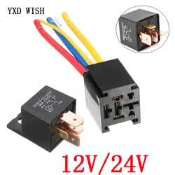 Waterproof 12V 80A 5Pin DC AMP SPDT Car Relay + Practical Socket Car Starter Automotive Relay Universal Relays