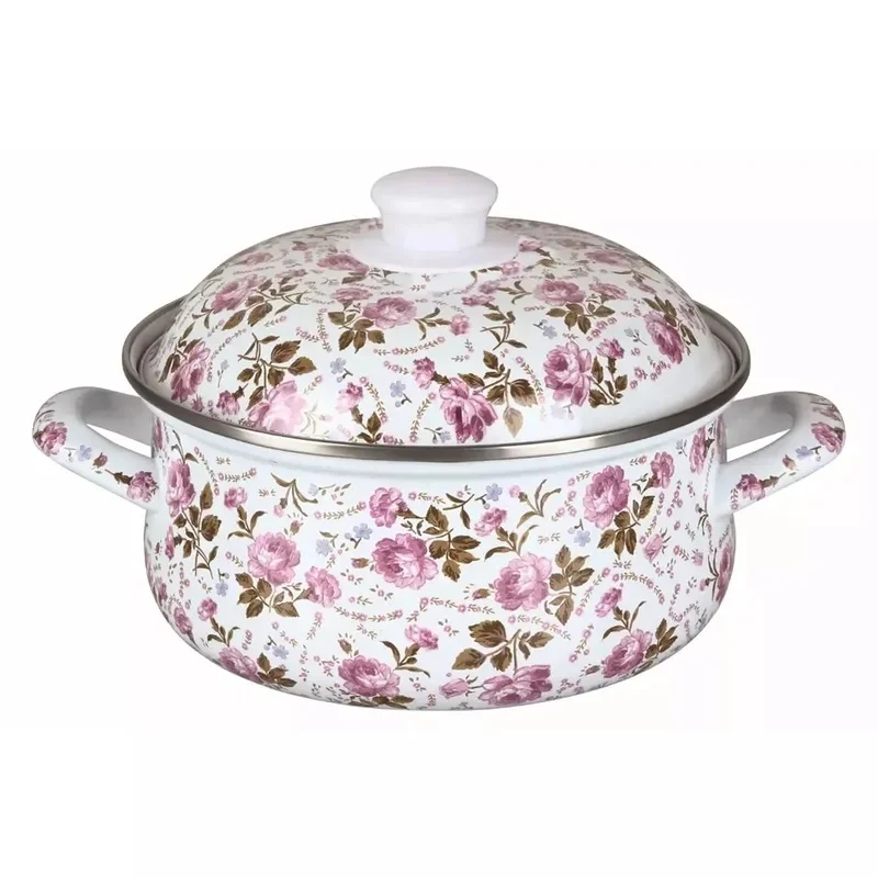 Olla de esmalte pequeña y corta, cacerola de esmalte para sopa, suplemento alimenticio para bebé, utensilios de cocina