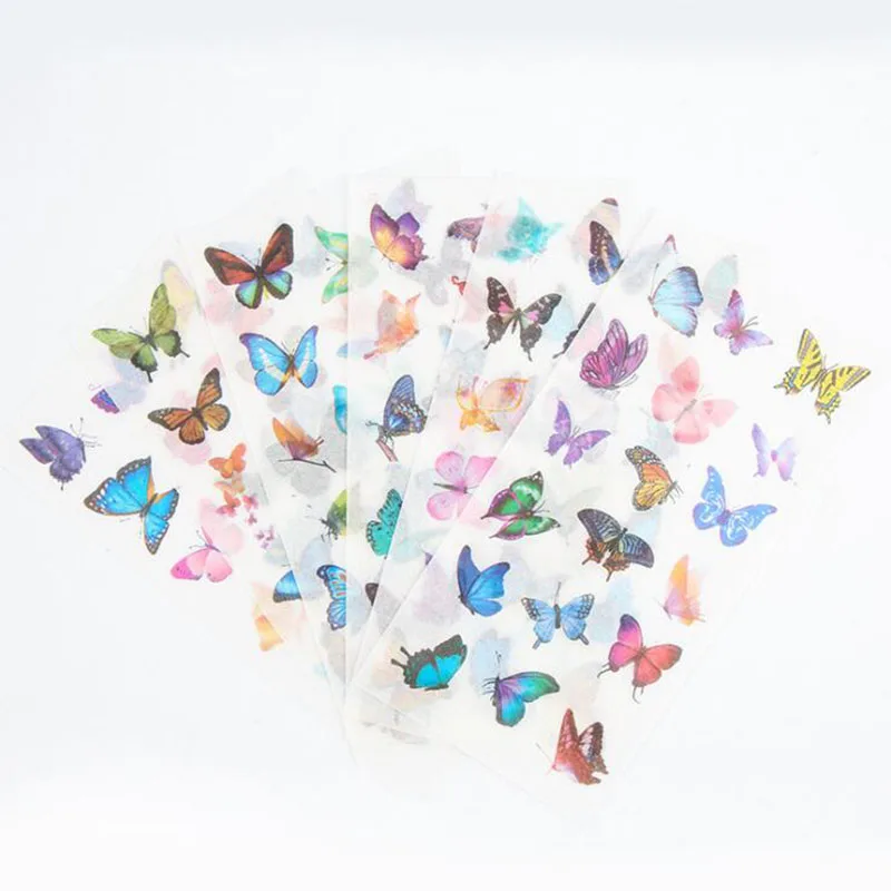 6 Pieces / Package PVC Transparent Stickers Beautiful Butterfly Decoration Album Thin Children\'S Bedroom Decoration Stickers