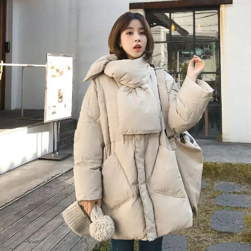 90% white duck down coat winter duck down scarf style coat thicker warm great quality bat sleeve oversize warm coat F214