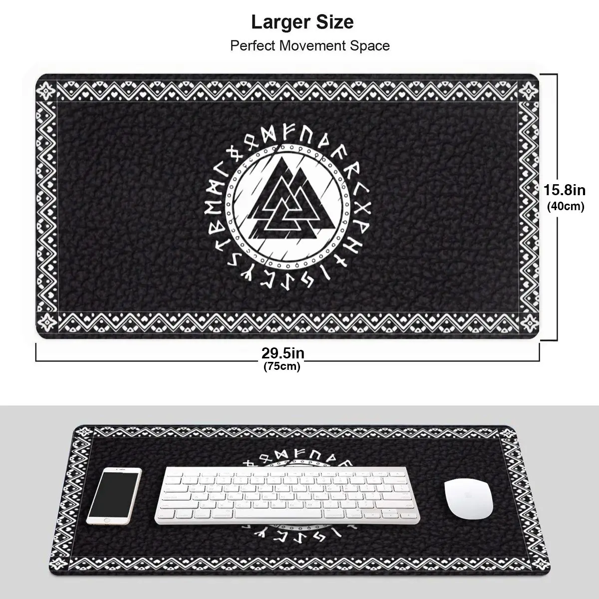 Scandinavian Viking Shield Norse Runes Valknut Art Keyboard Desk Mat Mousepad 90x40cm Gaming Printing Computer Mouse pad