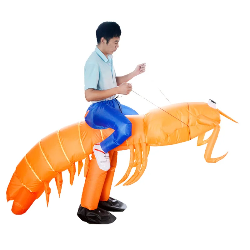 Shrimp Lobster Inflatable Costume Cosplay Anime Fancy Riding Suit Funny Party Halloween Costume For Adult Men Women