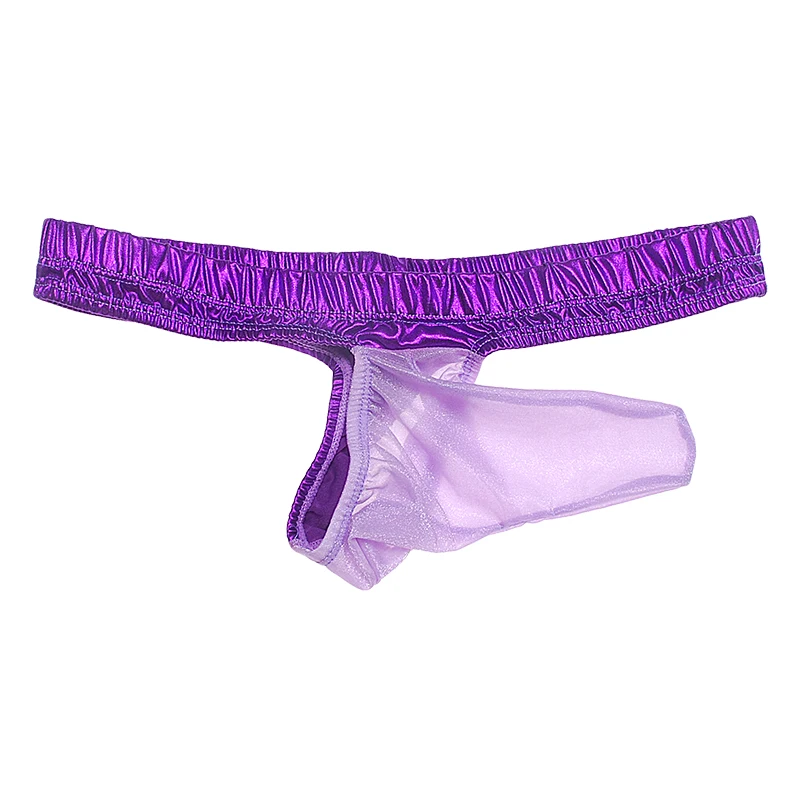 Ropa interior Sexy gay para hombres, Tanga transparente de cuero de imitación, bragas de vidrio de charol, suspensorio