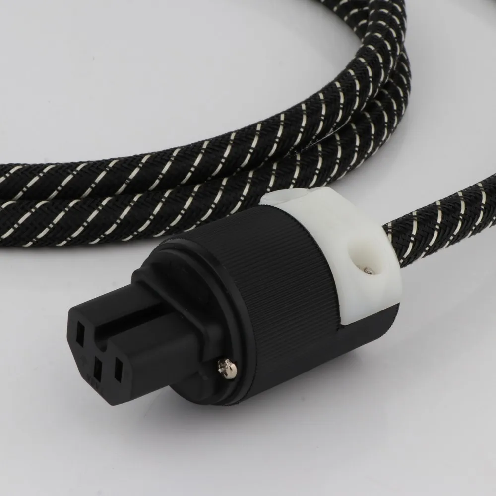 Premium Hi-Fi Audio Power Cord Copper Shielded Cable with Gold Plated US Plug for Audiophile/Home Theater