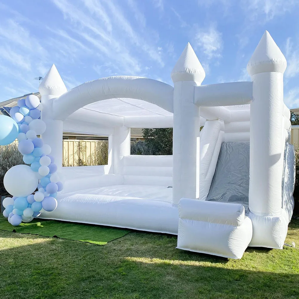 Castillo inflable de PVC para boda, casa de salto con tobogán, cama con soplador, envío gratis