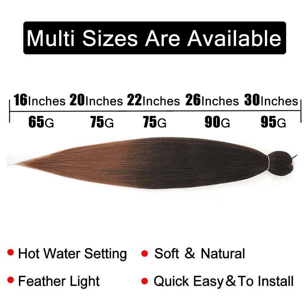 Vorgestrecktes Flechthaar 16/20/22/26/30 Zoll Niedrigtemperatur-Faser Synthetische Haarverlängerungen für Jumbo Crochet Braids – Detail 4