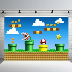 Photography Backdrop Super Bros Mushroom Coins Custom Photo Studio Backdrop Background Vinyl Photo Background