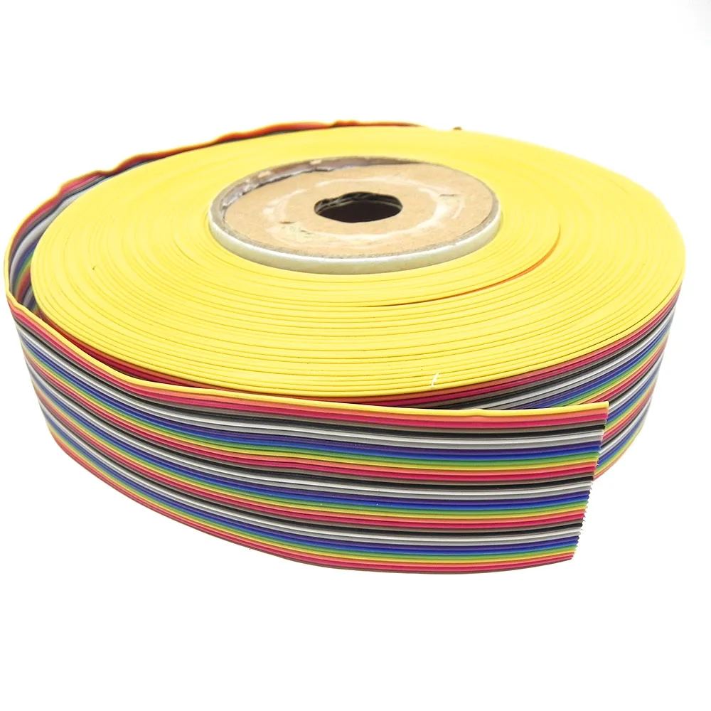 1M 5M 10M 20M Length 1.27MM Pitch 34P IDC Ribbon Wire Rainbow Flat Cable For 2.54MM FC IDC Connector