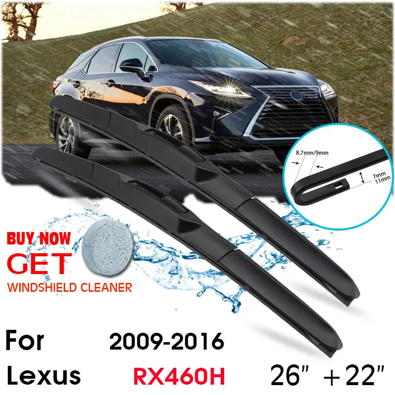 

Car Wiper Blade Front Window Windshield Rubber Silicon Refill Wipers For Lexus RX460H 2009-2016 LHD/RHD 26"+22" Car Accessories