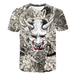 Japanese Harajuku T-Shirts Animals Girl 3D Print Streetwear Samurai Men Women Fashion Oversized T Shirt Tees Tops Unisex Clothes