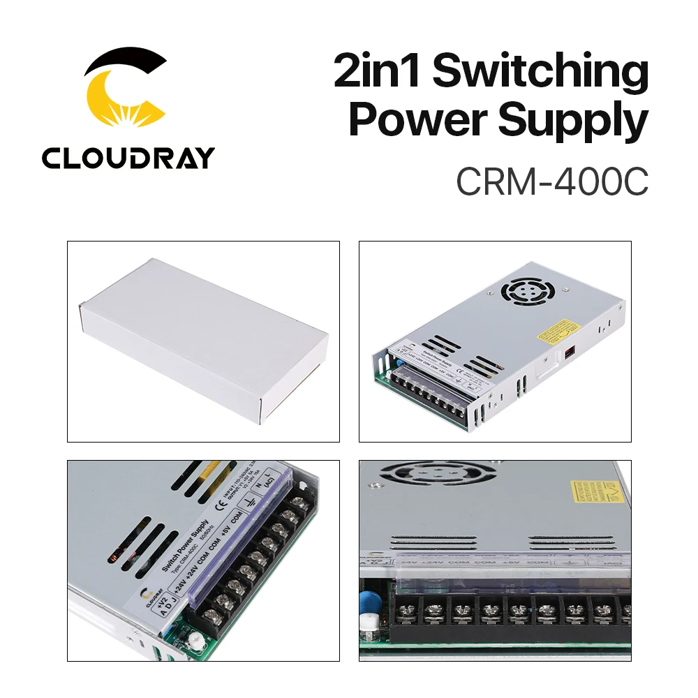 Cloudray 2in1 Swithch Power Supply 5V 5A & 24V 15A 400W CRM-400C for Fiber Marking Machine Power System