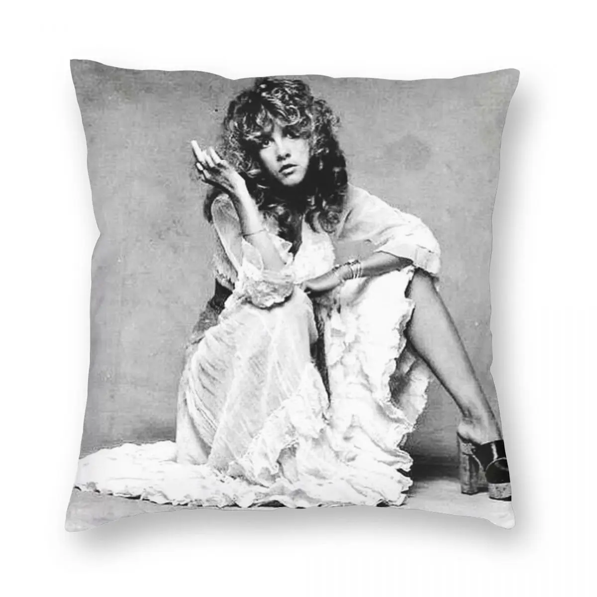 Stevie Nicks Middle Finger Square Pillowcase Polyester Linen Velvet Printed Zip Decorative Throw Pillow Case Sofa Cushion Cover