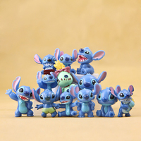 Disney 12Pcs Action Toy Figures Lilo Stitch Doll 3Cm Mini Stitch Figure Micro Landscape Doll Decoration Toys Christmas Gifts
