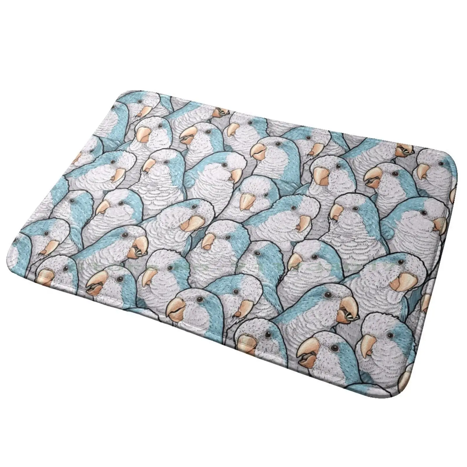 Blue Parrots Entrance Door Mat Bath Mat Rug Parrot Bird Monk Parakeet Monk Parrot Parakeets Parrots Pet Birds Birbs Blue Parrot