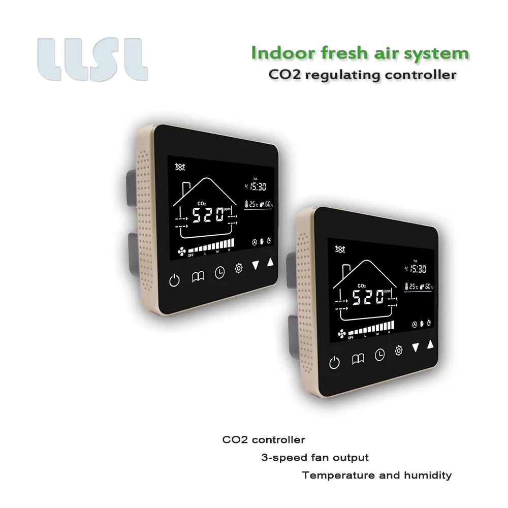 Air exchange controller, fresh air system accessories CO2 monitoring and control device, AC3 speed fan output