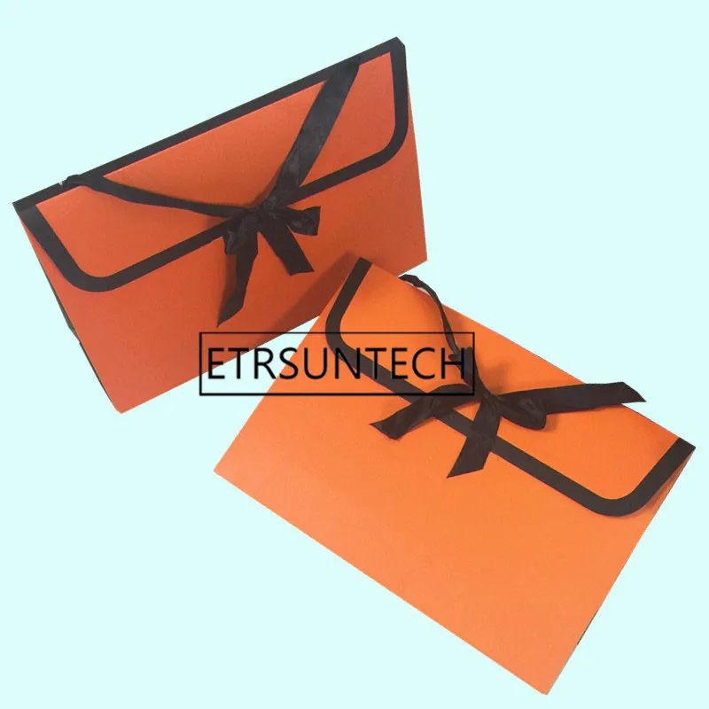 100pcs Folding Gift Box Packaging Bag Silk Scarf Handkerchief Envelope Packaging Box UV Orange