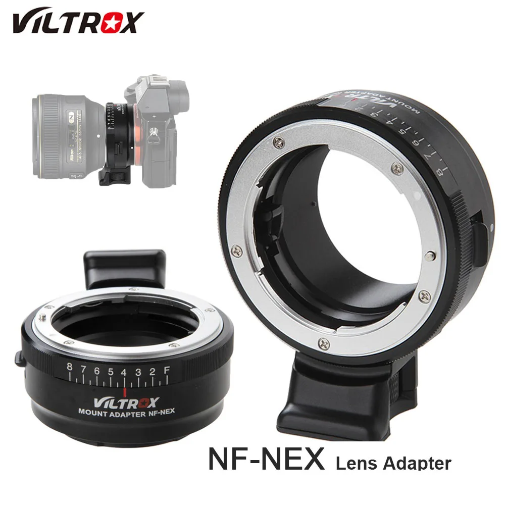 

Viltrox NF-NEX Mount Lens Adapter w/ Tripod Mount Aperture Ring For Nikon F AF-S AI G To Sony E Camera A9 A7SII A7RII NEX7 A6500