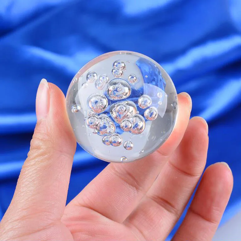 Bola De burbujas De Cristal transparente Feng Shui, esfera mágica De Cristal, adornos para dormitorio, escritorio, decoración del hogar, 3/4cm