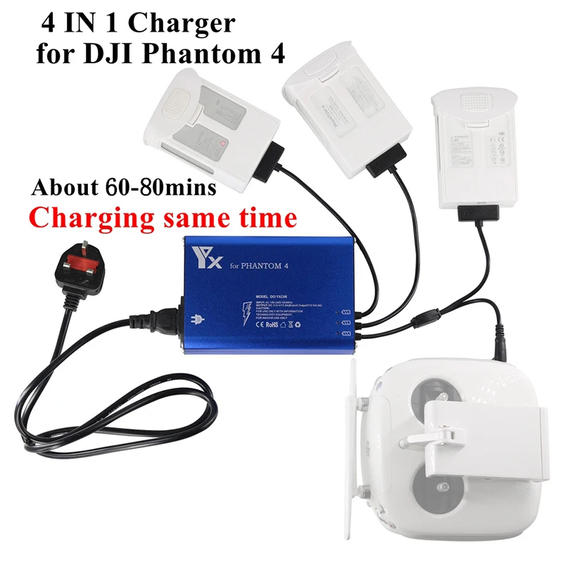 For DJI Phantom 4 Standard Professional Advanced SE FPV Drone Battery Remote Control 4 in 1 Parallel Power Intelligent Charger