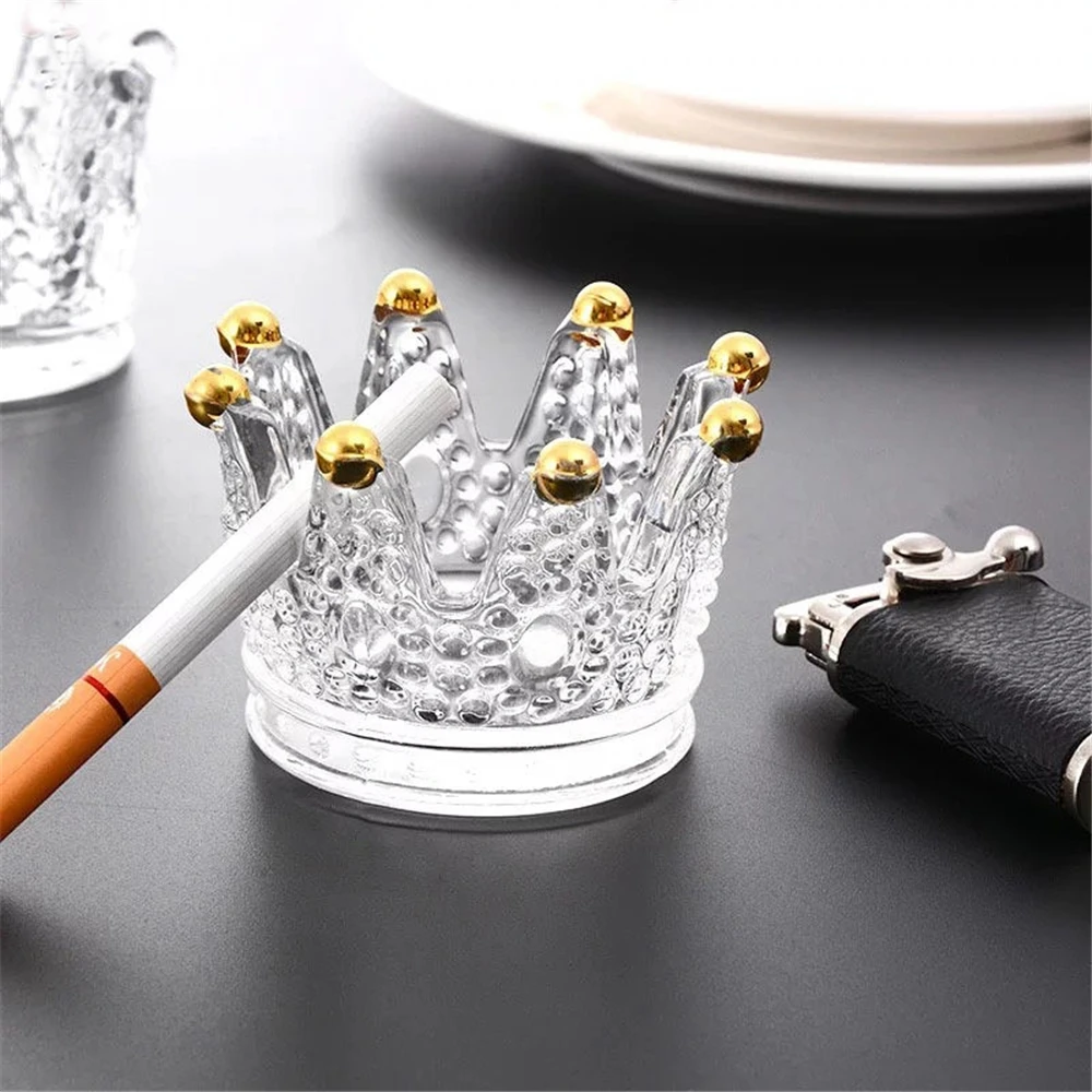 Crown Crystal Ashtray Transparent Glass Cigarette Ash Tray Tobacco Cigar  Ashtray Candlestick Smoking Accessories Home Decor Gift